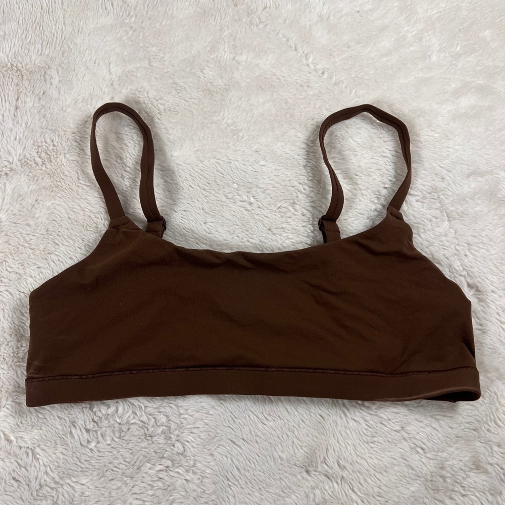 SKIMS Fits Everybody Scoop Neck Bralette Brown Medium Adjustable Straps Seamless